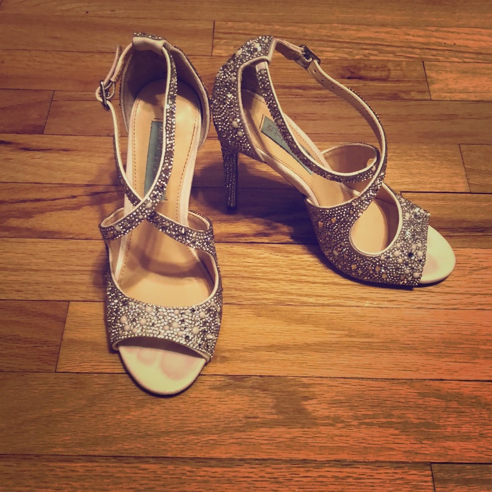 Betsy Johnson Cross Strap Peep Toe Heels